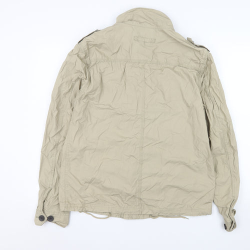 Next Men Beige Cotton Military Jacket Size M Regular Fit