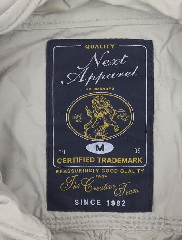 Next Men Beige Cotton Military Jacket Size M Regular Fit