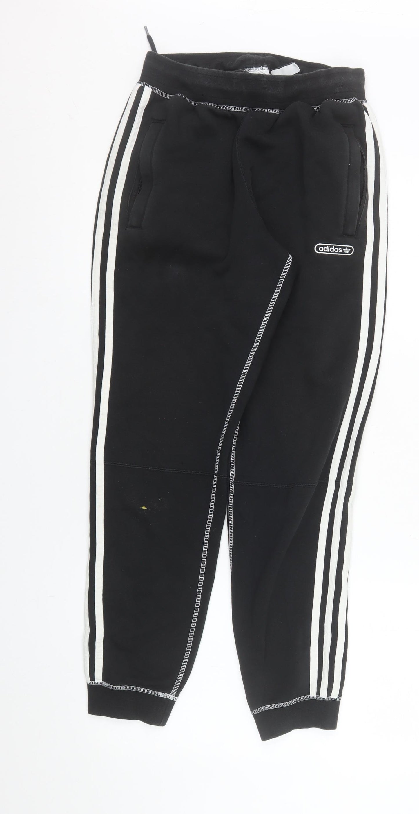 Adidas Men's Black Jogger Sweatpants S Regular Fit Side Stripe