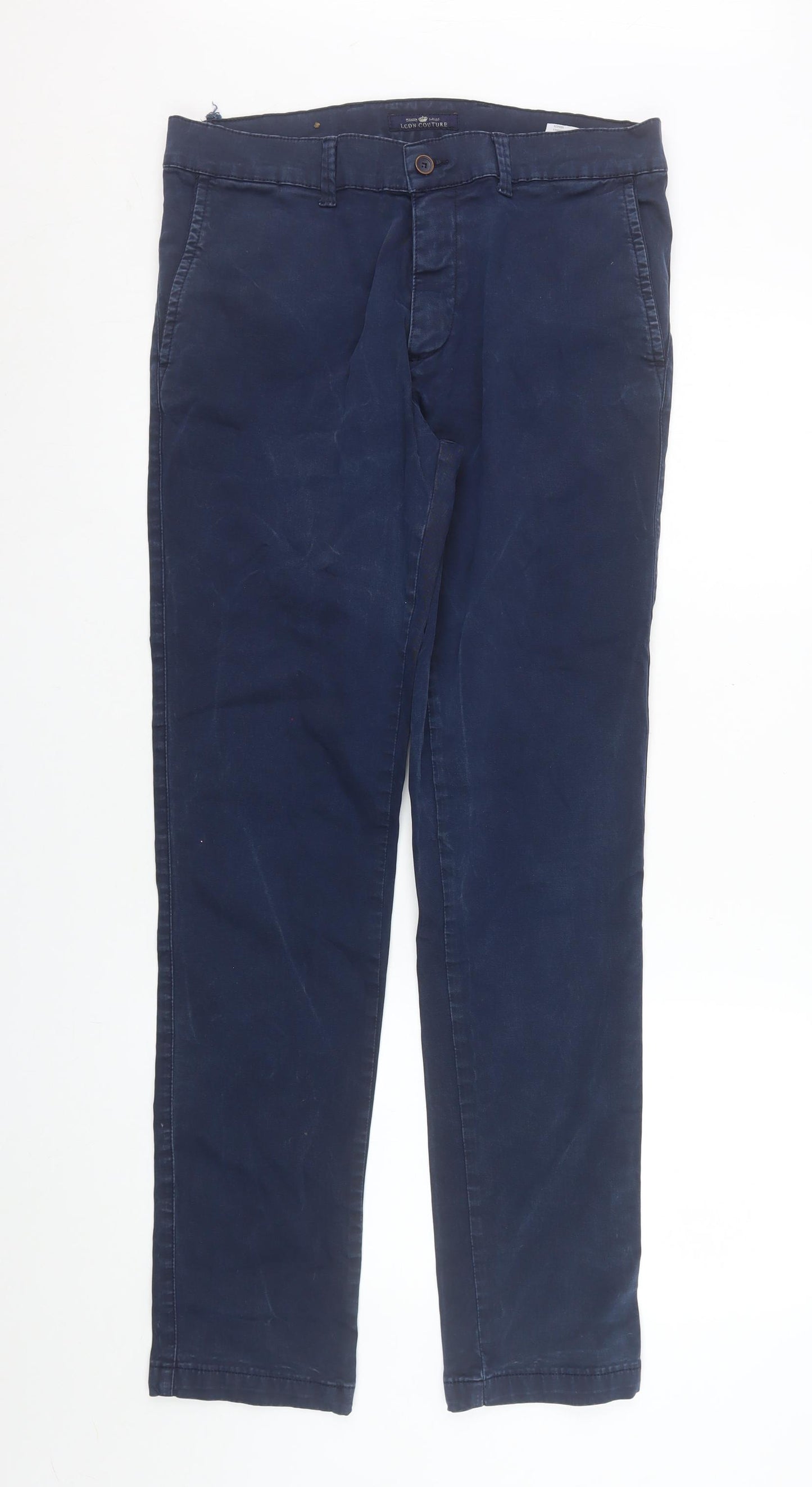 LCDN Couture Men's Blue Chino Trousers Size 34 Regular Fit Cotton Blend