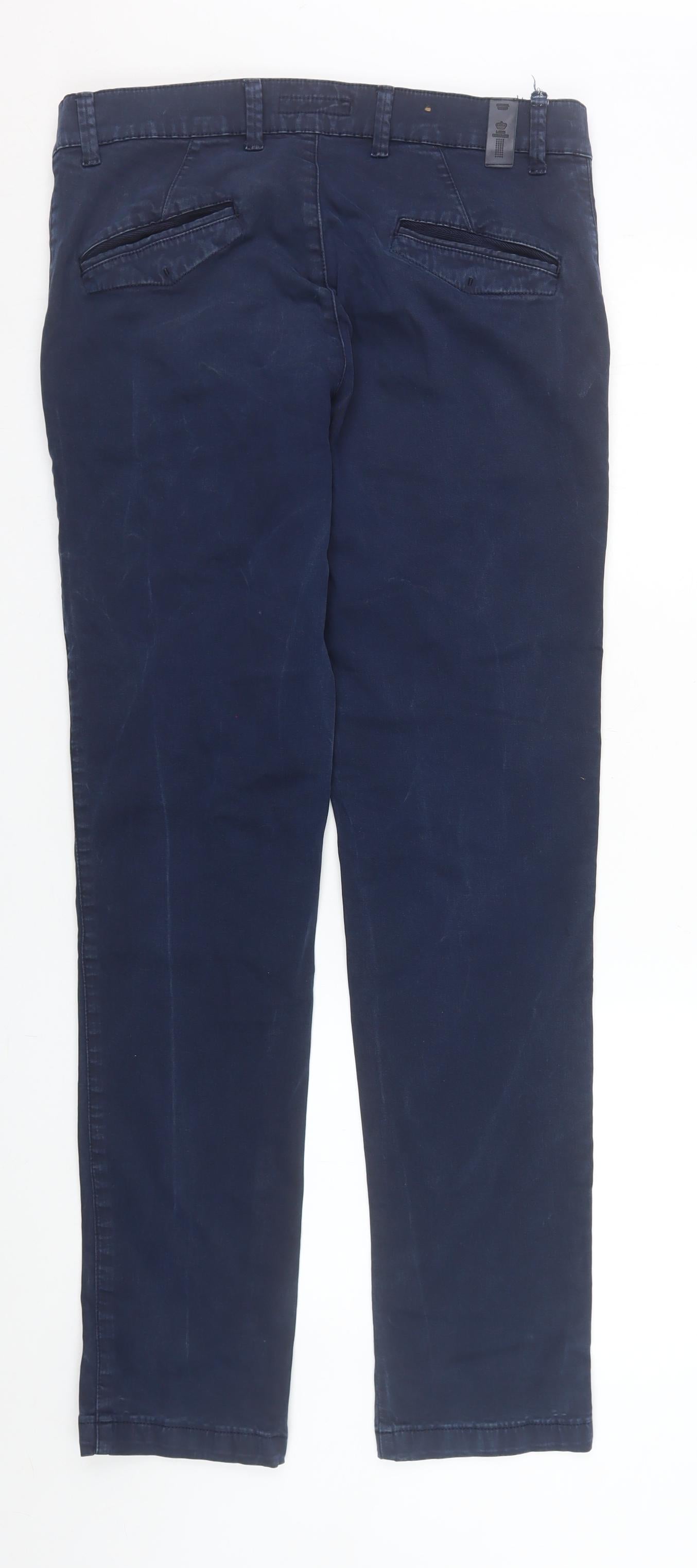 LCDN Couture Men's Blue Chino Trousers Size 34 Regular Fit Cotton Blend