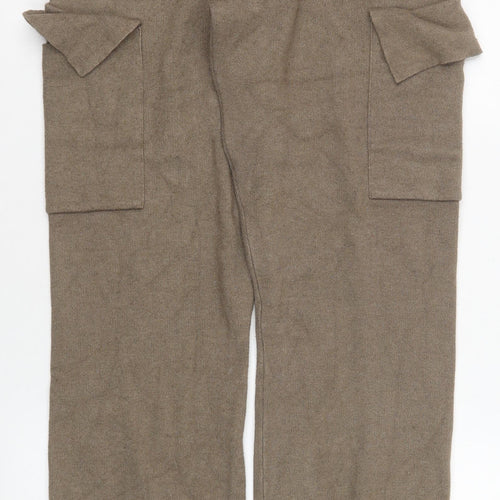 Vila Womens Brown Cargo Knit Trousers M Elastic Waist