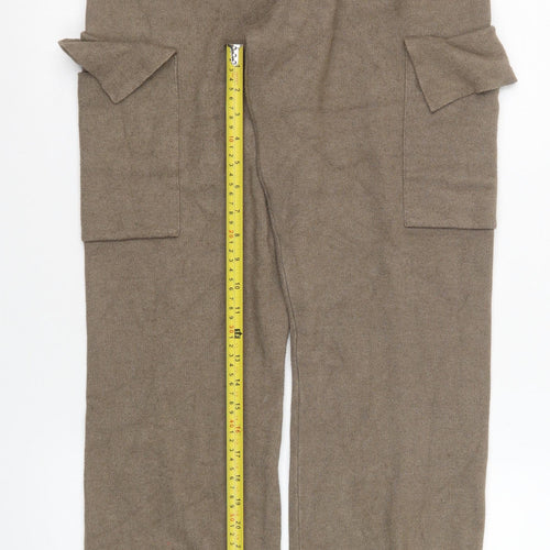 Vila Womens Brown Cargo Knit Trousers M Elastic Waist