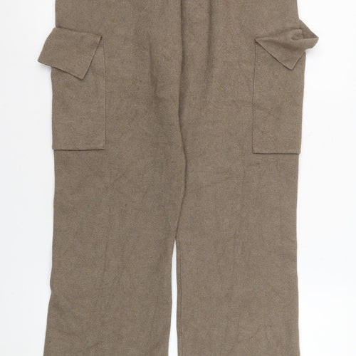 Vila Womens Brown Cargo Knit Trousers M Elastic Waist