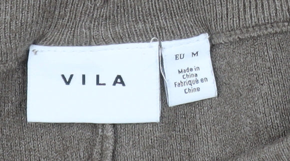 Vila Womens Brown Cargo Knit Trousers M Elastic Waist