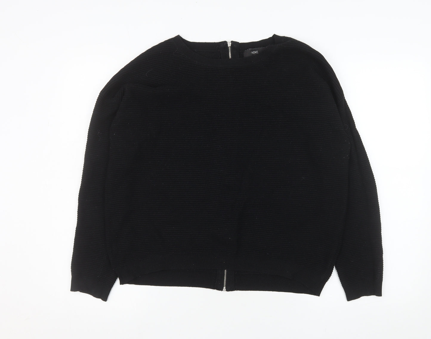 Next Womens Black Beaded Zip Knit Jacket UK 14 Regular