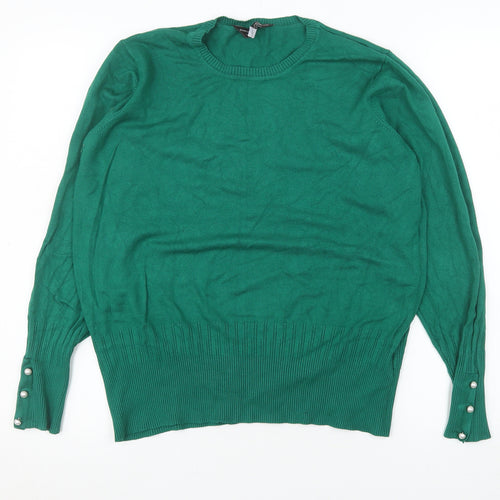 Dorothy Perkins Womens Green Crew Neck Long Sleeve Jumper Size 18