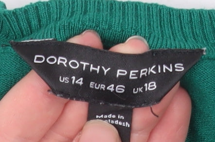 Dorothy Perkins Womens Green Crew Neck Long Sleeve Jumper Size 18