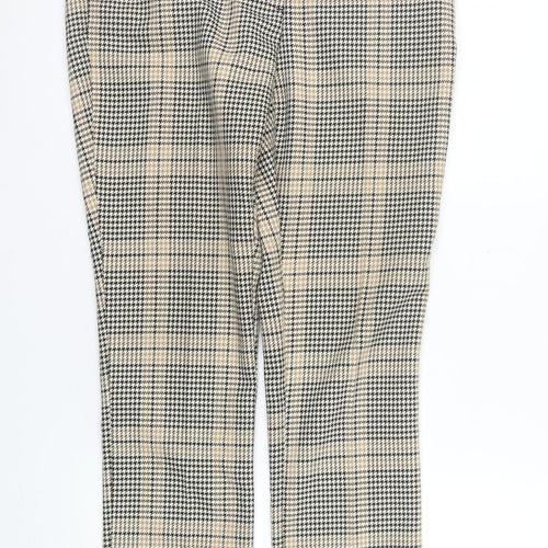 H&M Women’s Beige Check Slim Tapered Trousers Size 14