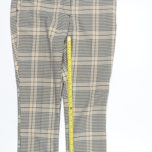 H&M Women’s Beige Check Slim Tapered Trousers Size 14