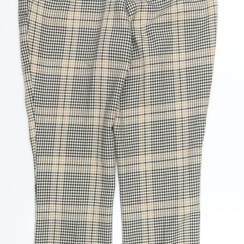 H&M Women’s Beige Check Slim Tapered Trousers Size 14