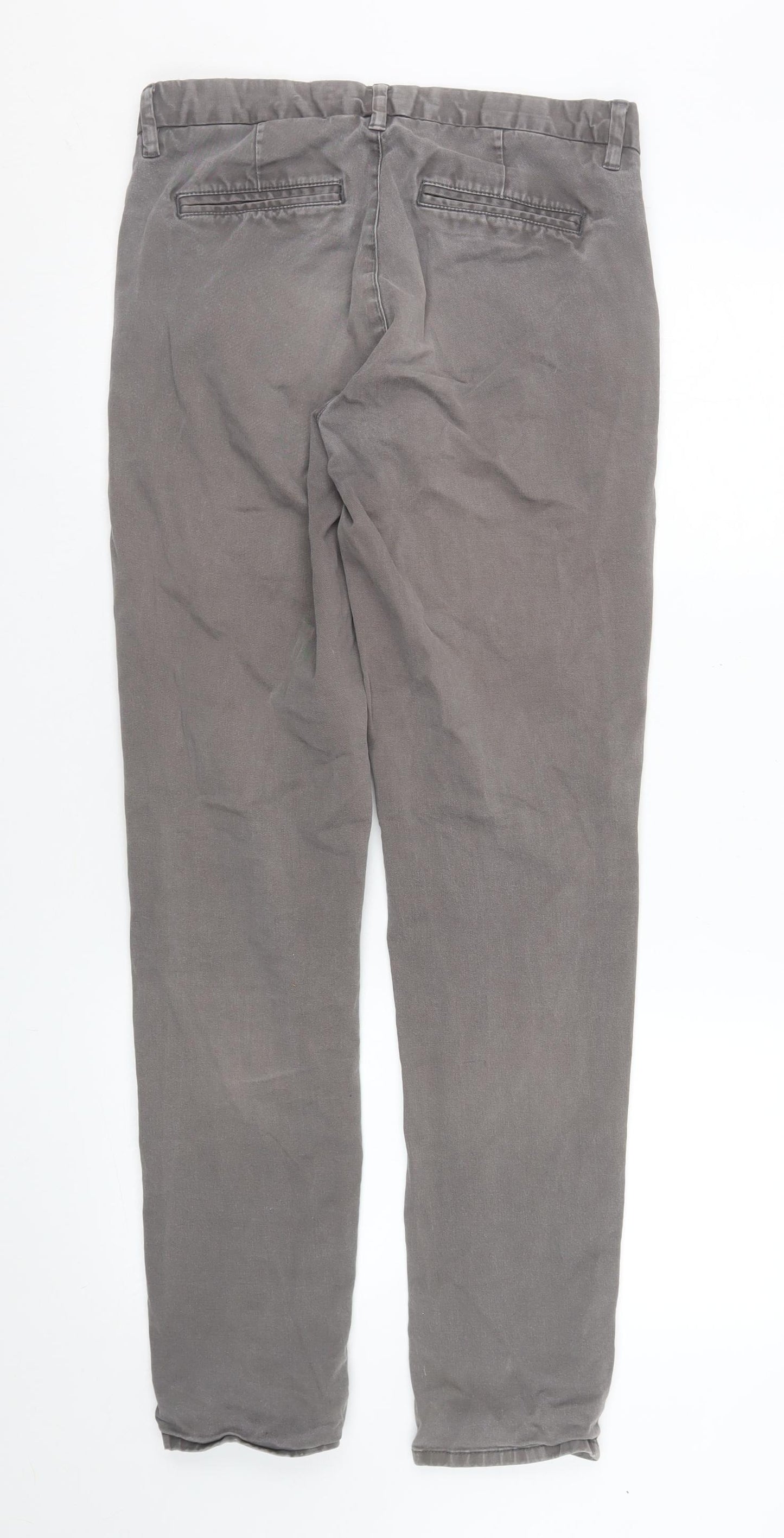 Next Men's Grey Slim Fit Chino Trousers 30W 33L Cotton Blend