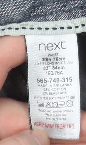 Next Men's Grey Slim Fit Chino Trousers 30W 33L Cotton Blend