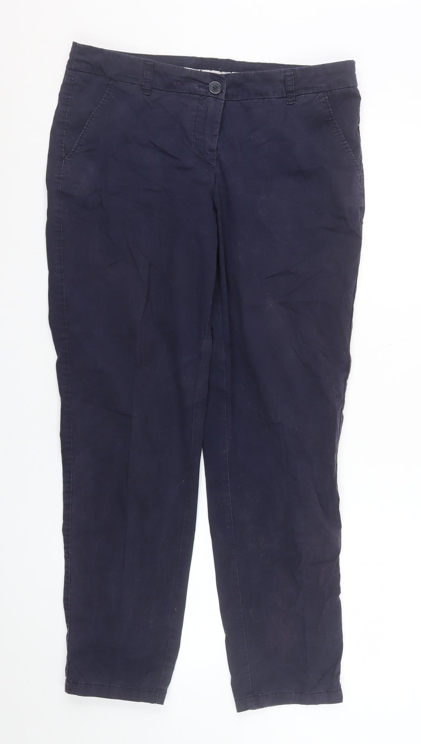 Avenue Women’s Blue Chino Trousers Size 12-14 Cotton Blend Stretch