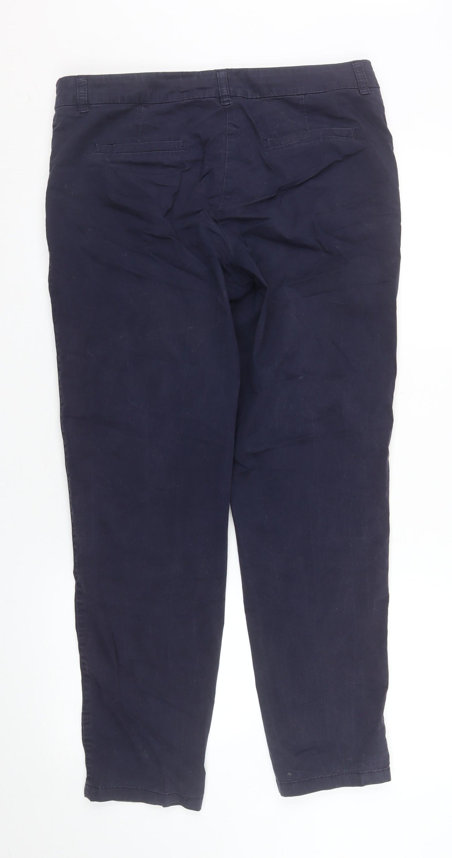 Avenue Women’s Blue Chino Trousers Size 12-14 Cotton Blend Stretch