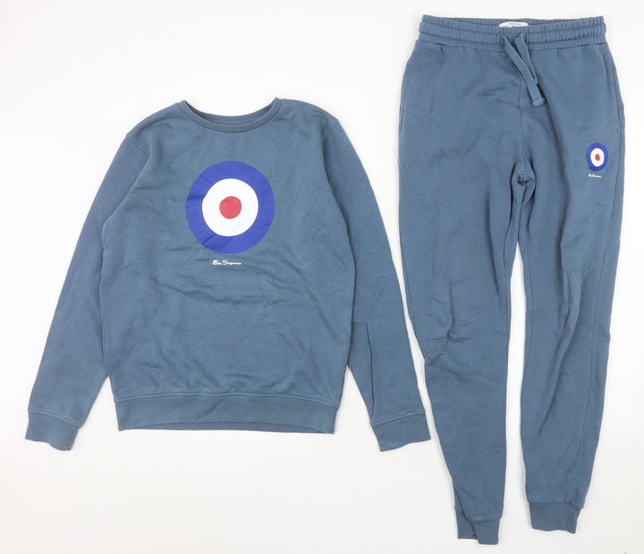 Ben Sherman Boys Blue 10-11 Years Cotton Blend Sweatshirt Jogger Set