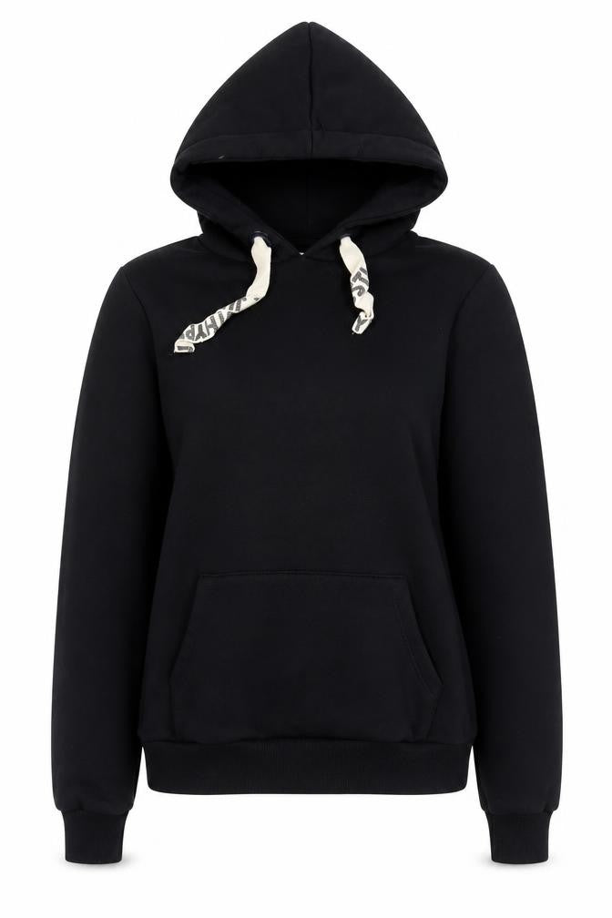 Front view of Hype Women Black Hoodie, size 10, Pullover Cotton Blend Casual