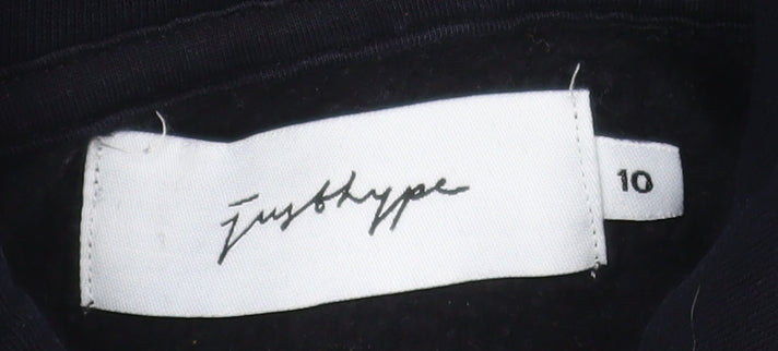 Hype Women Black Hoodie Size 10 Pullover Cotton Blend Casual