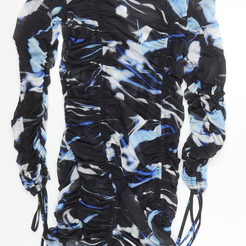 H&M Divided Women's Multicoloured Bodycon Mesh Ruched Dress Size S