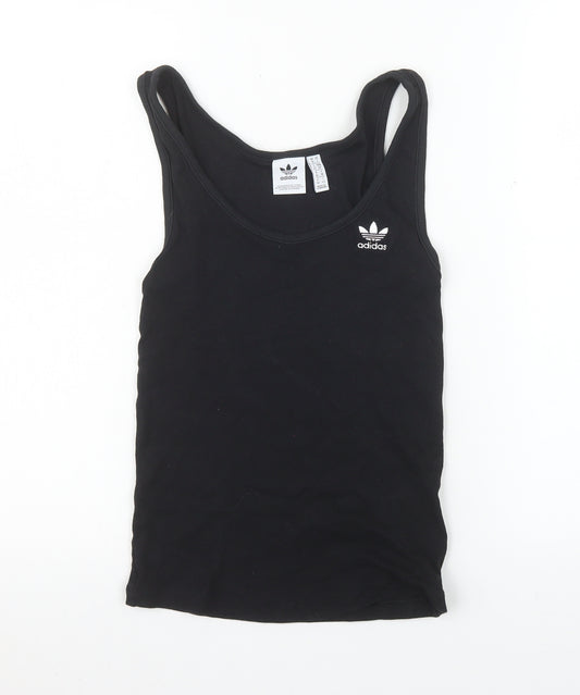 adidas Womens Black Tank Top Size 10 Slim Fit Stretch Cotton