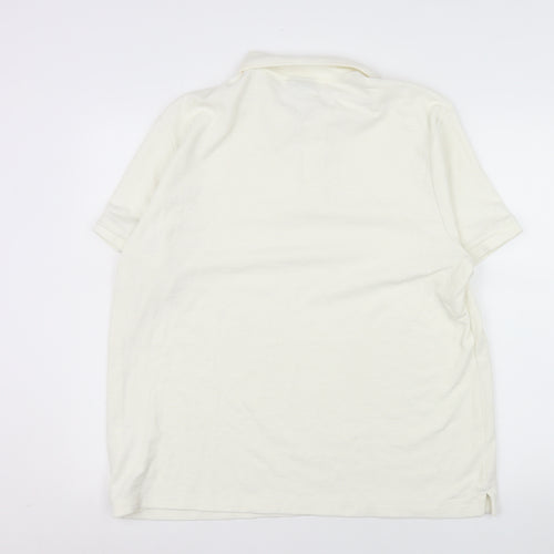 H&M Men’s Ivory Slim Fit Polo Shirt XL Short Sleeve Cotton Blend