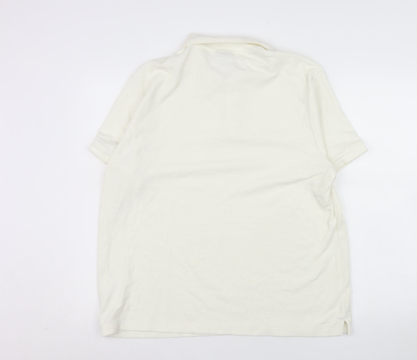 H&M Men’s Ivory Slim Fit Polo Shirt XL Short Sleeve Cotton Blend