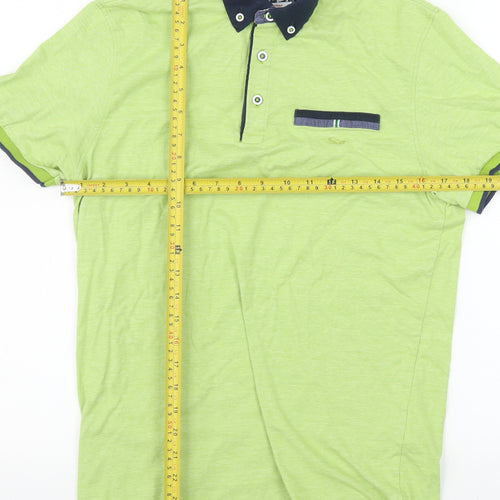 Dario Beltran Men's Green Cotton Short Sleeve Polo Shirt M