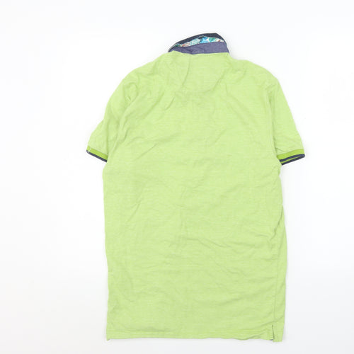 Dario Beltran Men's Green Cotton Short Sleeve Polo Shirt M