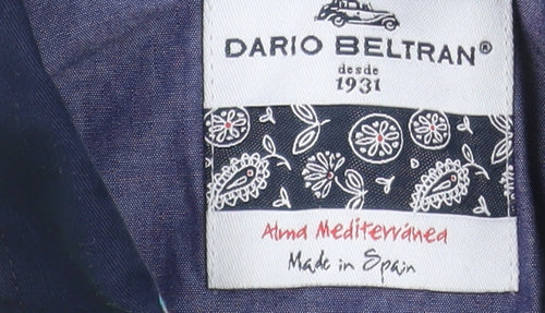 Dario Beltran Men's Green Cotton Short Sleeve Polo Shirt M
