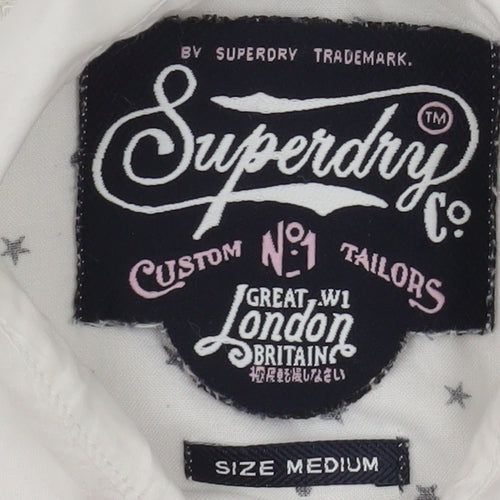 Superdry Womens White Collared Sleeveless Star Print Blouse Size M