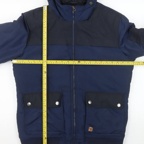 Jack & Jones Originals Mens Blue Hooded Puffer Jacket Size M
