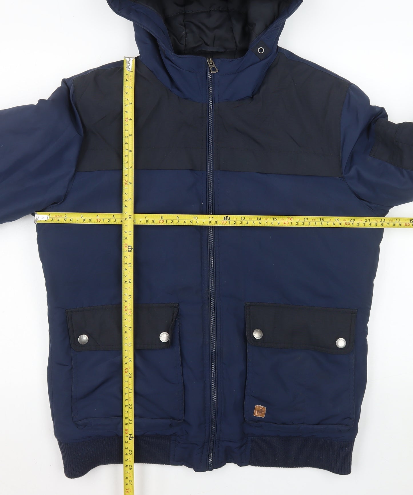 Jack & Jones Originals Mens Blue Hooded Puffer Jacket Size M