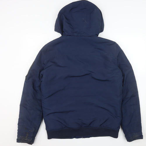 Jack & Jones Originals Mens Blue Hooded Puffer Jacket Size M