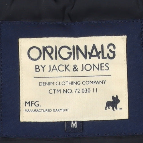 Jack & Jones Originals Mens Blue Hooded Puffer Jacket Size M