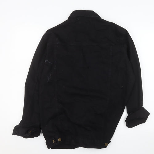 PrettyLittleThing Womens Black Cotton Button-Up Denim Jacket UK 10