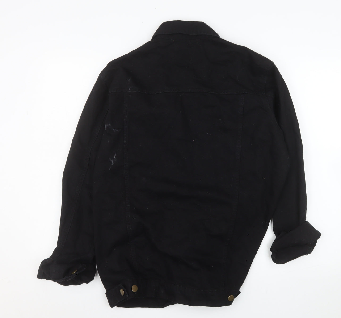 PrettyLittleThing Womens Black Cotton Button-Up Denim Jacket UK 10