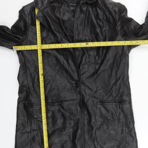 New Look Women's Black Faux Leather Blazer Jacket Size 10