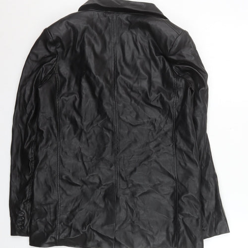 New Look Women's Black Faux Leather Blazer Jacket Size 10