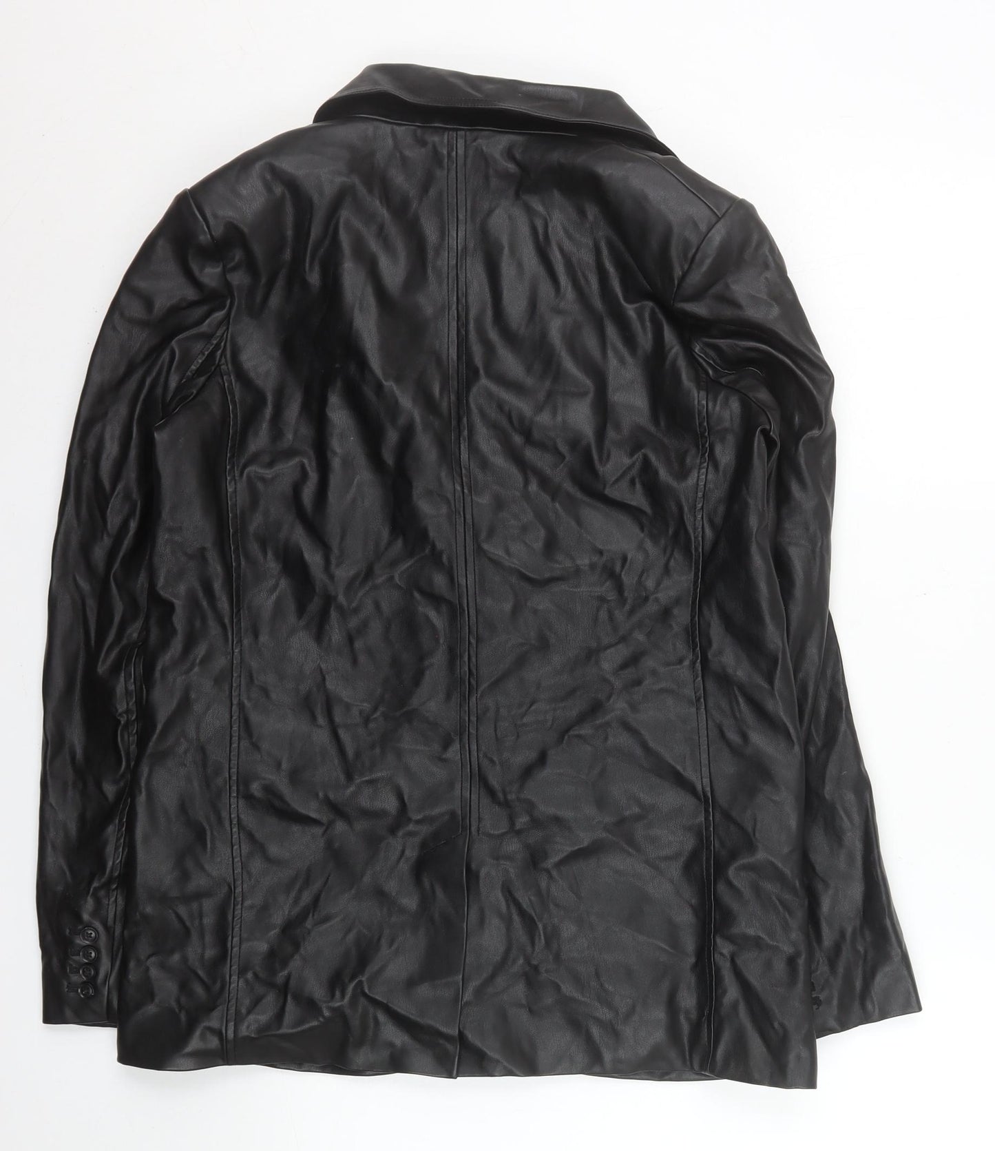 New Look Women's Black Faux Leather Blazer Jacket Size 10