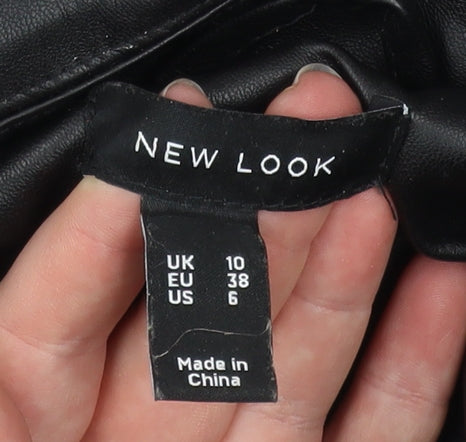 New Look Women's Black Faux Leather Blazer Jacket Size 10