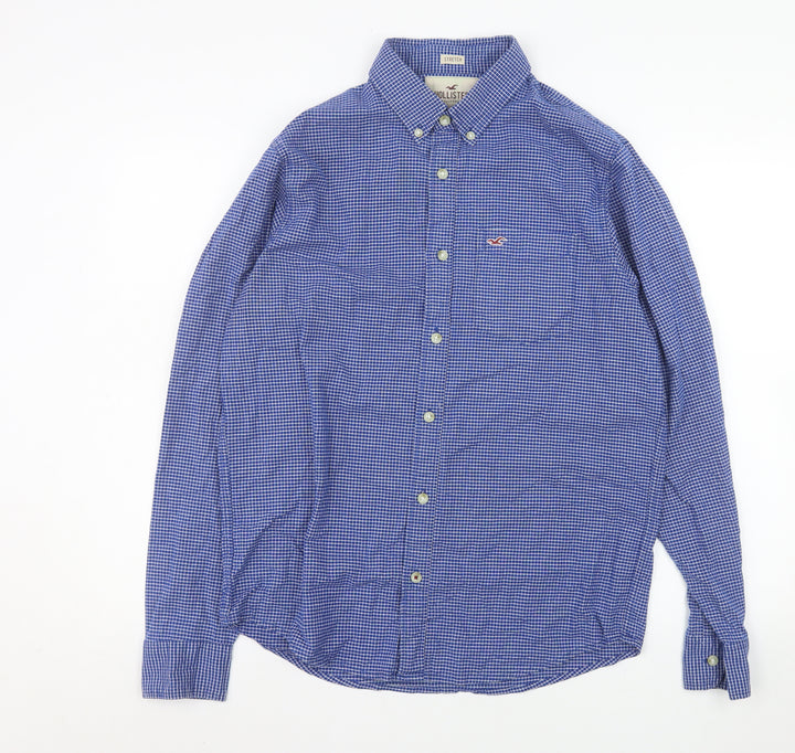 Hollister Men's Blue Check Button-Up Long Sleeve Slim Fit Shirt Size M