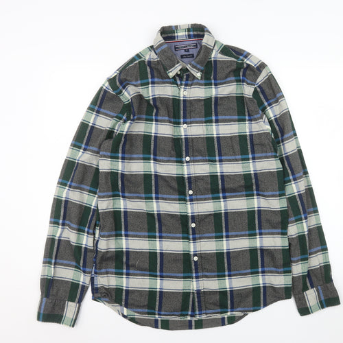 Tommy Hilfiger Men's Green Plaid Flannel Button-Up Shirt M