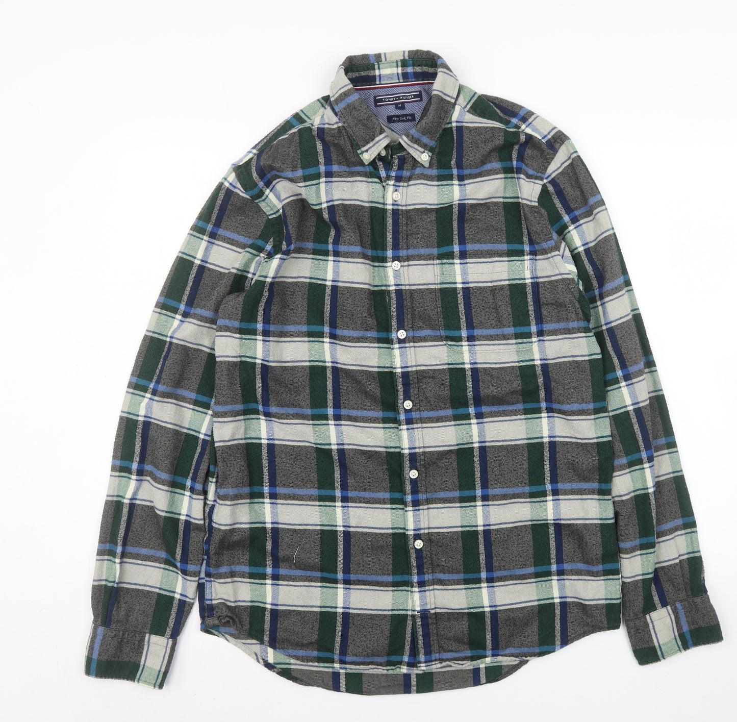 Tommy Hilfiger Men's Green Plaid Flannel Button-Up Shirt M