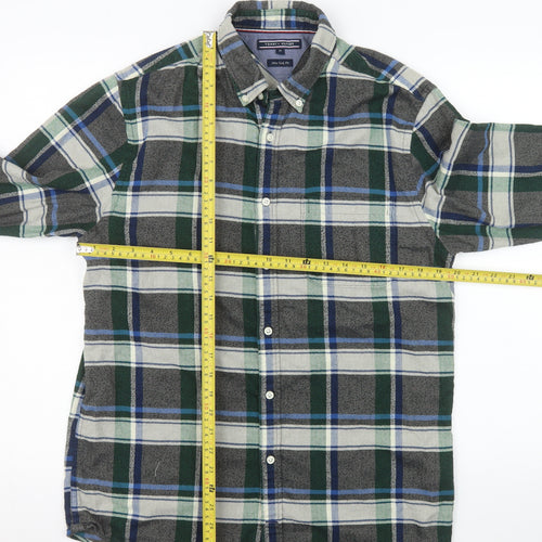 Tommy Hilfiger Men's Green Plaid Flannel Button-Up Shirt M