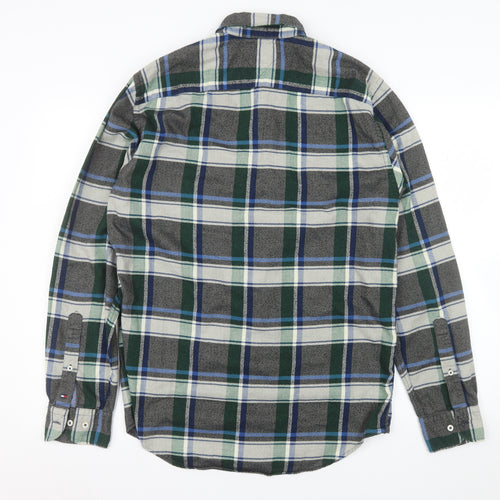 Tommy Hilfiger Men's Green Plaid Flannel Button-Up Shirt M