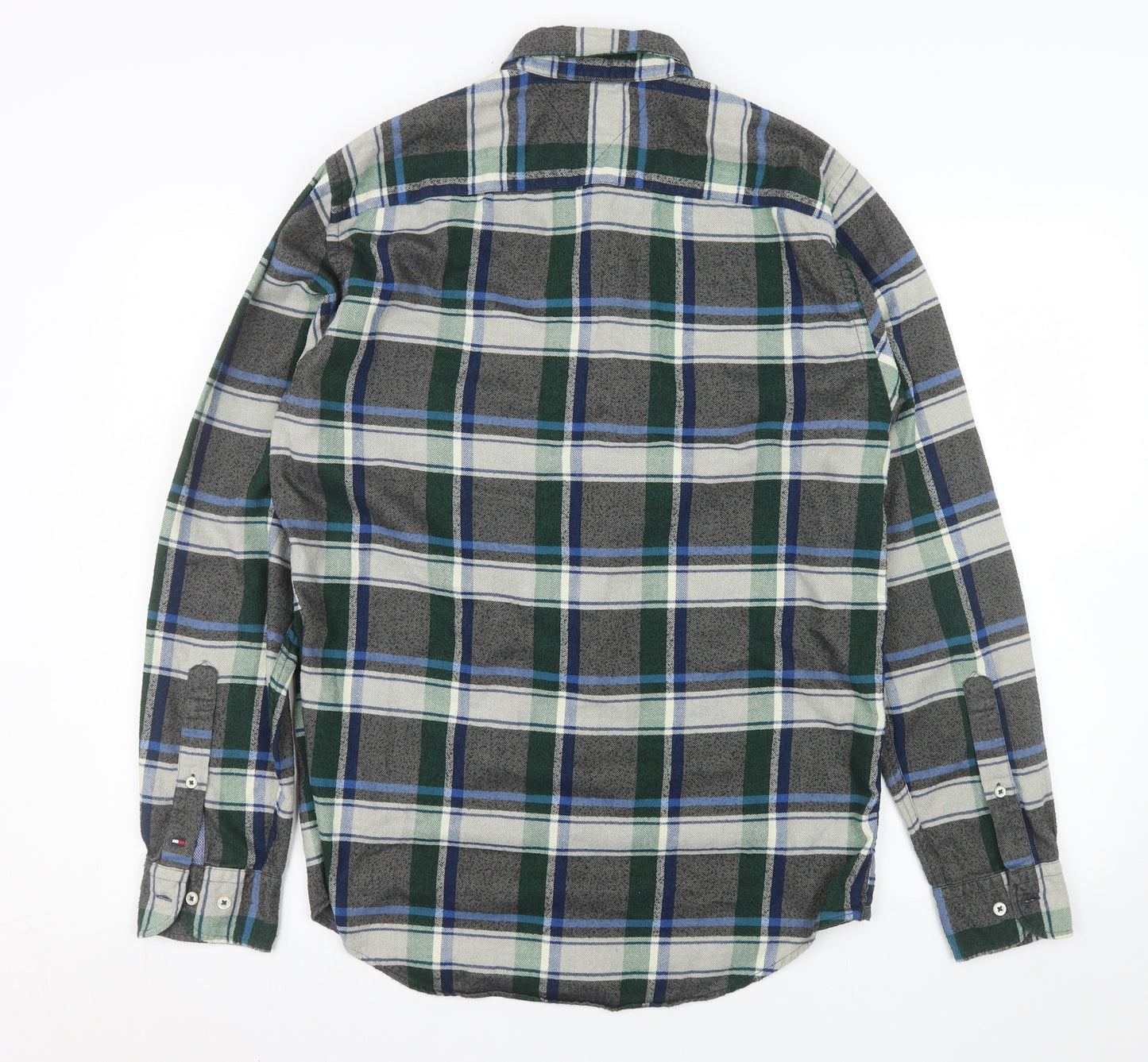 Tommy Hilfiger Men's Green Plaid Flannel Button-Up Shirt M