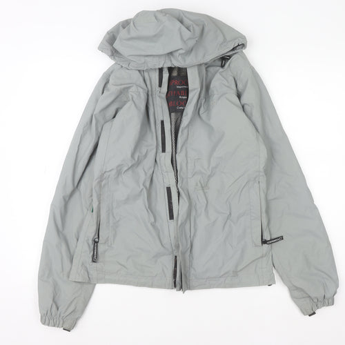 Conquista Boys Grey Hooded Waterproof Rain Coat Jacket S