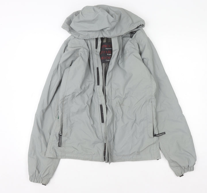 Conquista Boys Grey Hooded Waterproof Rain Coat Jacket S