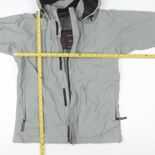 Conquista Boys Grey Hooded Waterproof Rain Coat Jacket S