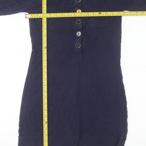 Joules Womens Navy Blue Long Sleeve Cotton Shirt Dress Size 6